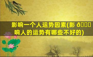 影响一个人运势因素(影 🍀 响人的运势有哪些不好的)